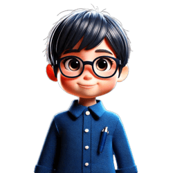 Firefly Create a smiling kid toys boy as a software developper with glasses and a pen in his pocket_